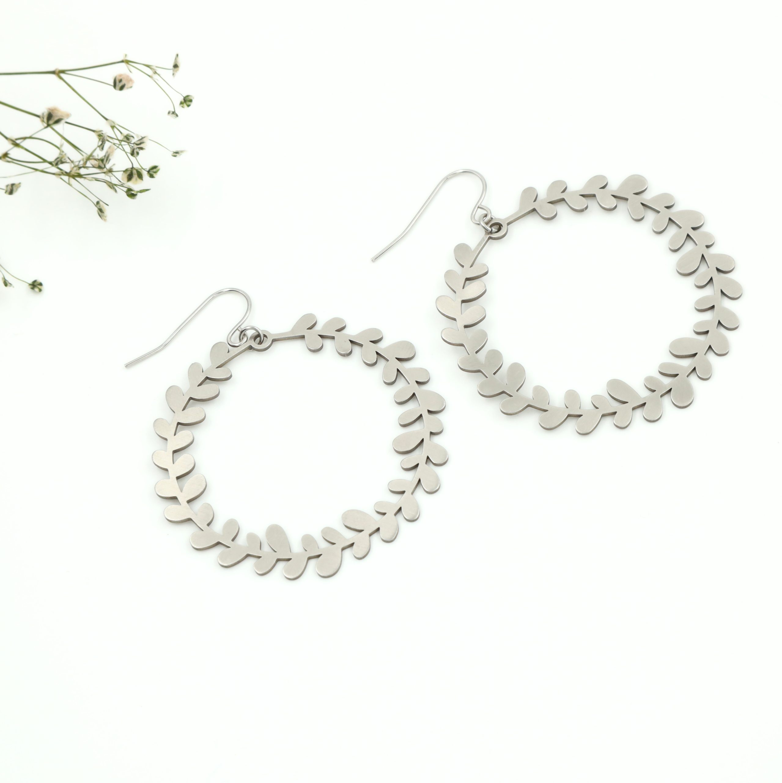 laurel wreath botanical earrings